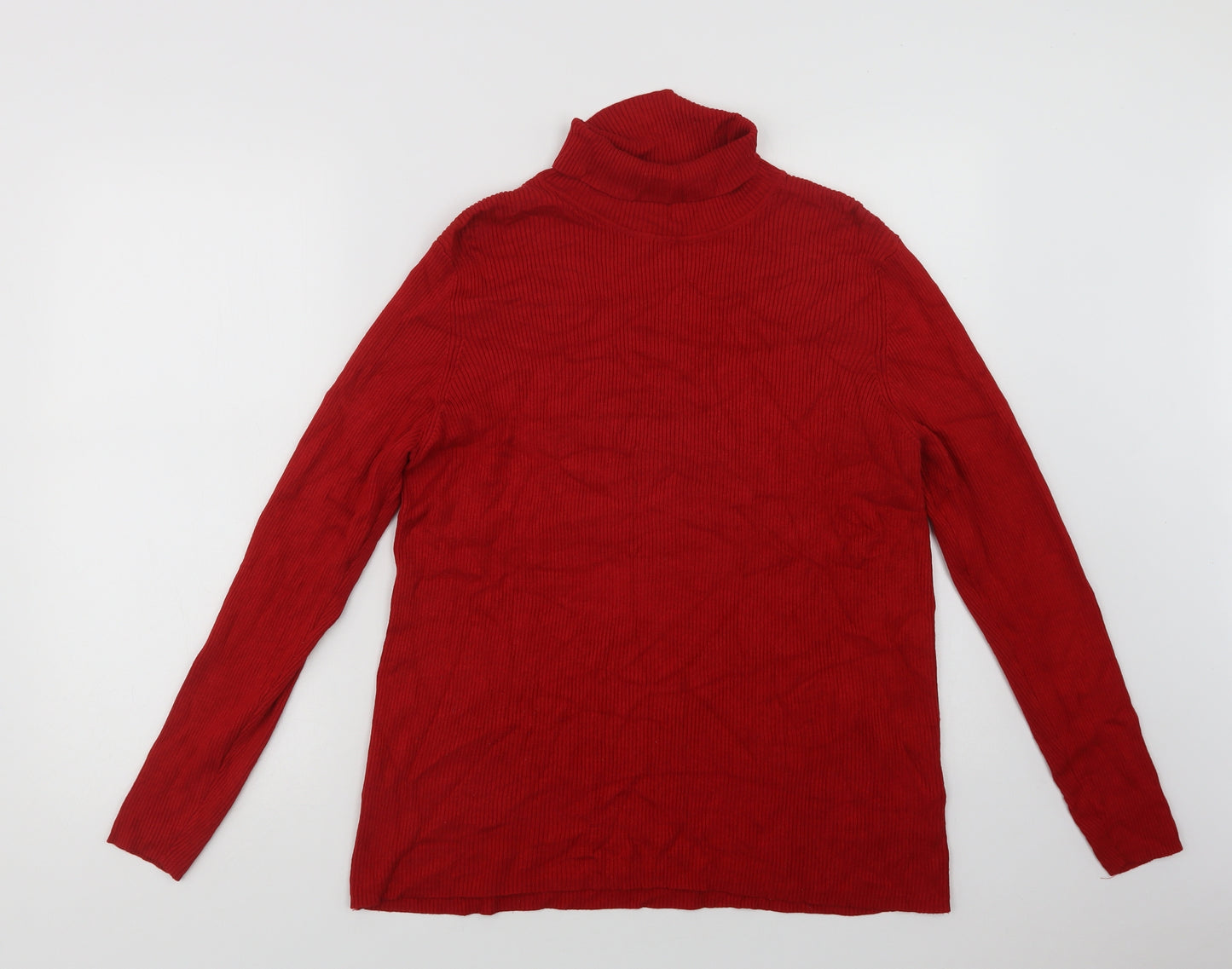 Marks and Spencer Womens Red Roll Neck  Viscose Pullover Jumper Size 22