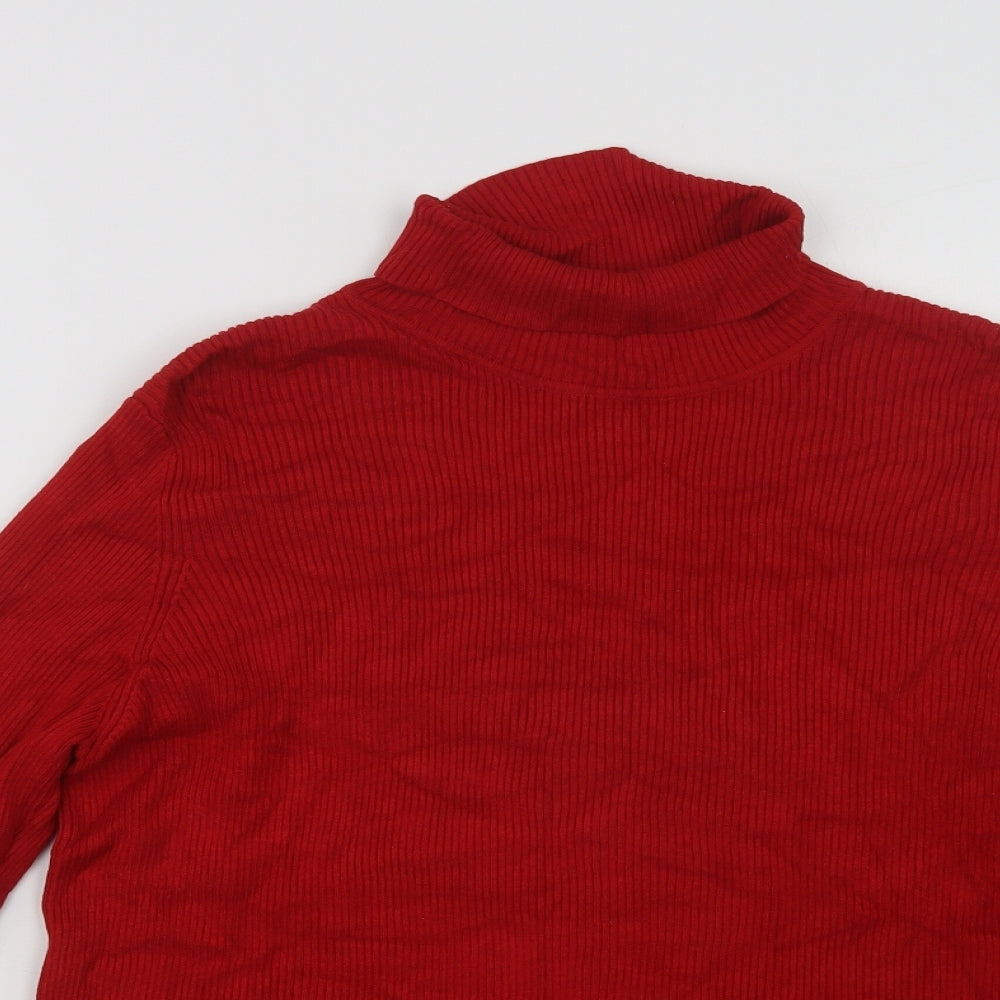 Marks and Spencer Womens Red Roll Neck  Viscose Pullover Jumper Size 22