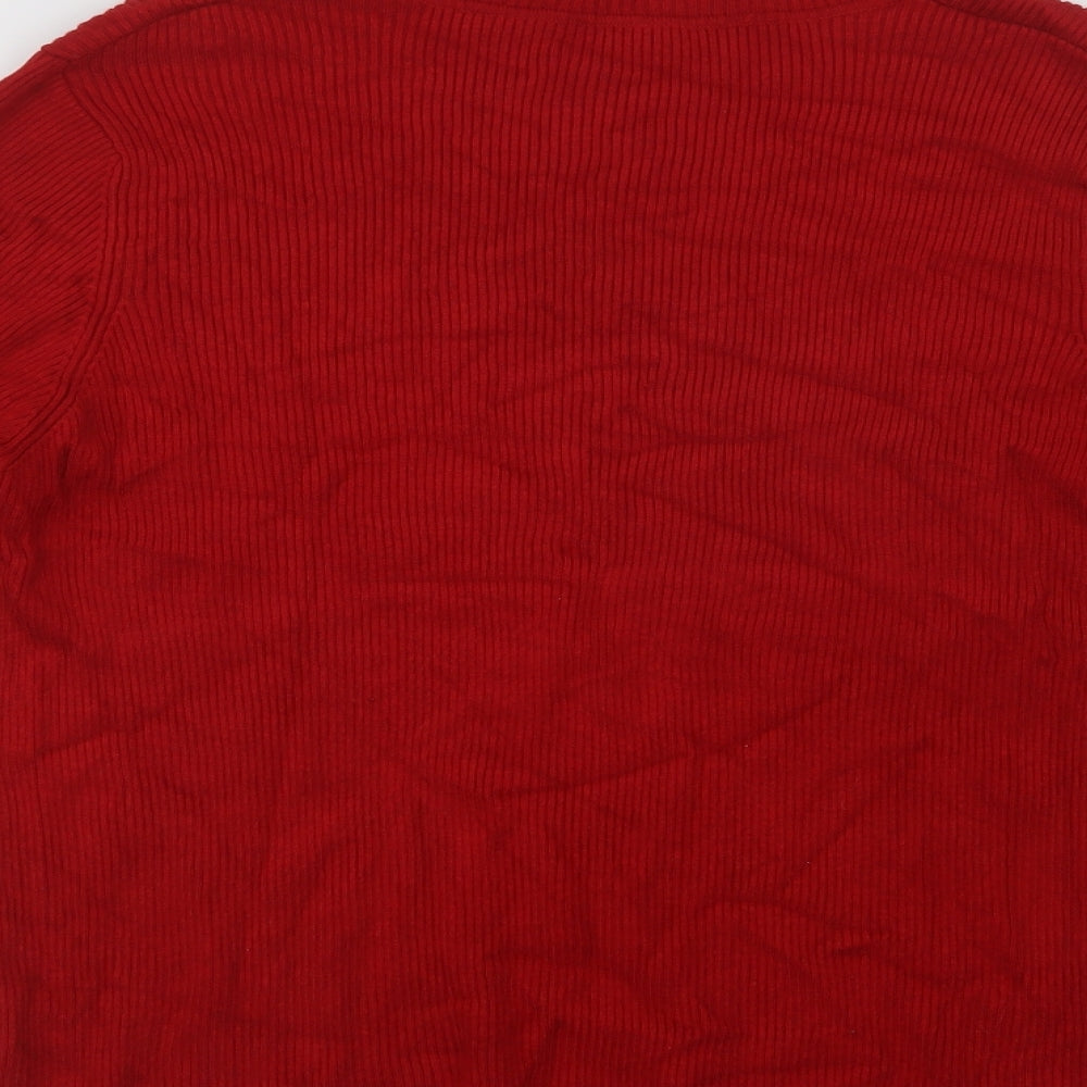 Marks and Spencer Womens Red Roll Neck  Viscose Pullover Jumper Size 22