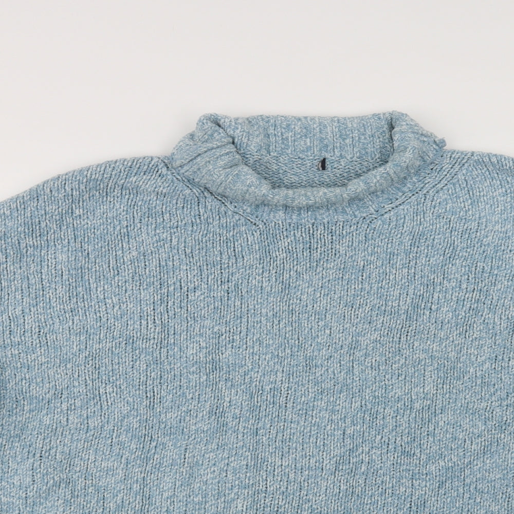 Marks and Spencer Womens Blue Roll Neck  Cotton Pullover Jumper Size XL