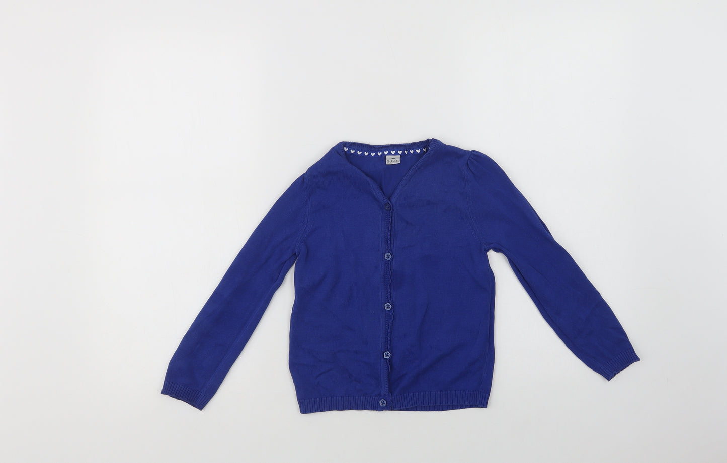 TU Girls Blue V-Neck  Cotton Cardigan Jumper Size 6 Years  Button - School Wear