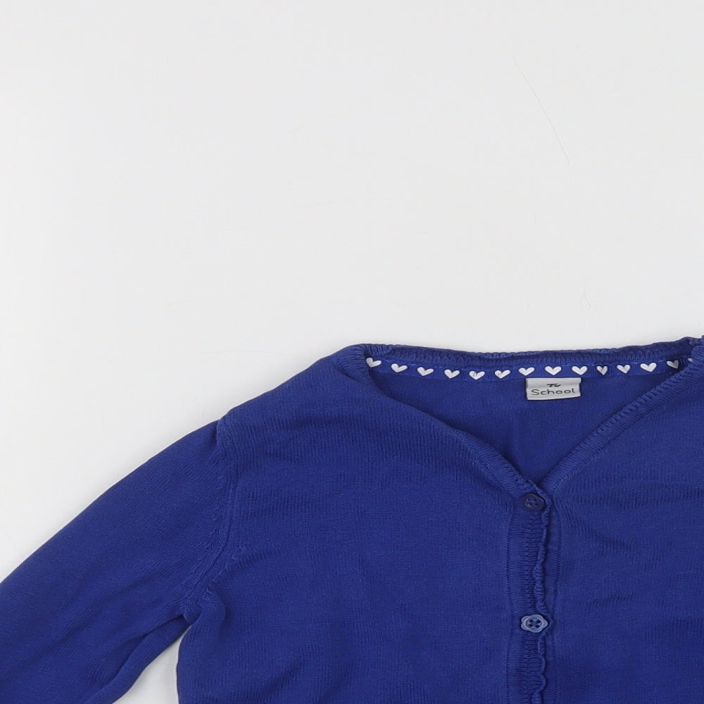 TU Girls Blue V-Neck  Cotton Cardigan Jumper Size 6 Years  Button - School Wear