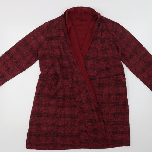 Maysa London Womens Red V-Neck Check  Cardigan Jumper Size L
