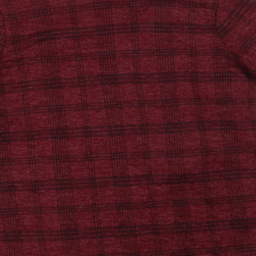 Maysa London Womens Red V-Neck Check  Cardigan Jumper Size L