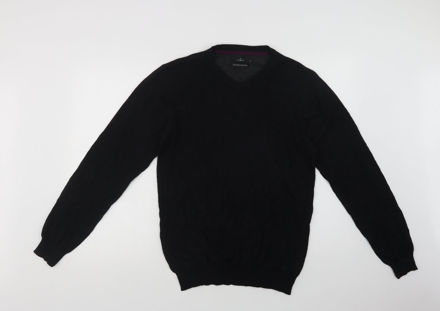 Jeff Banks Mens Black V-Neck  Cotton Pullover Jumper Size S