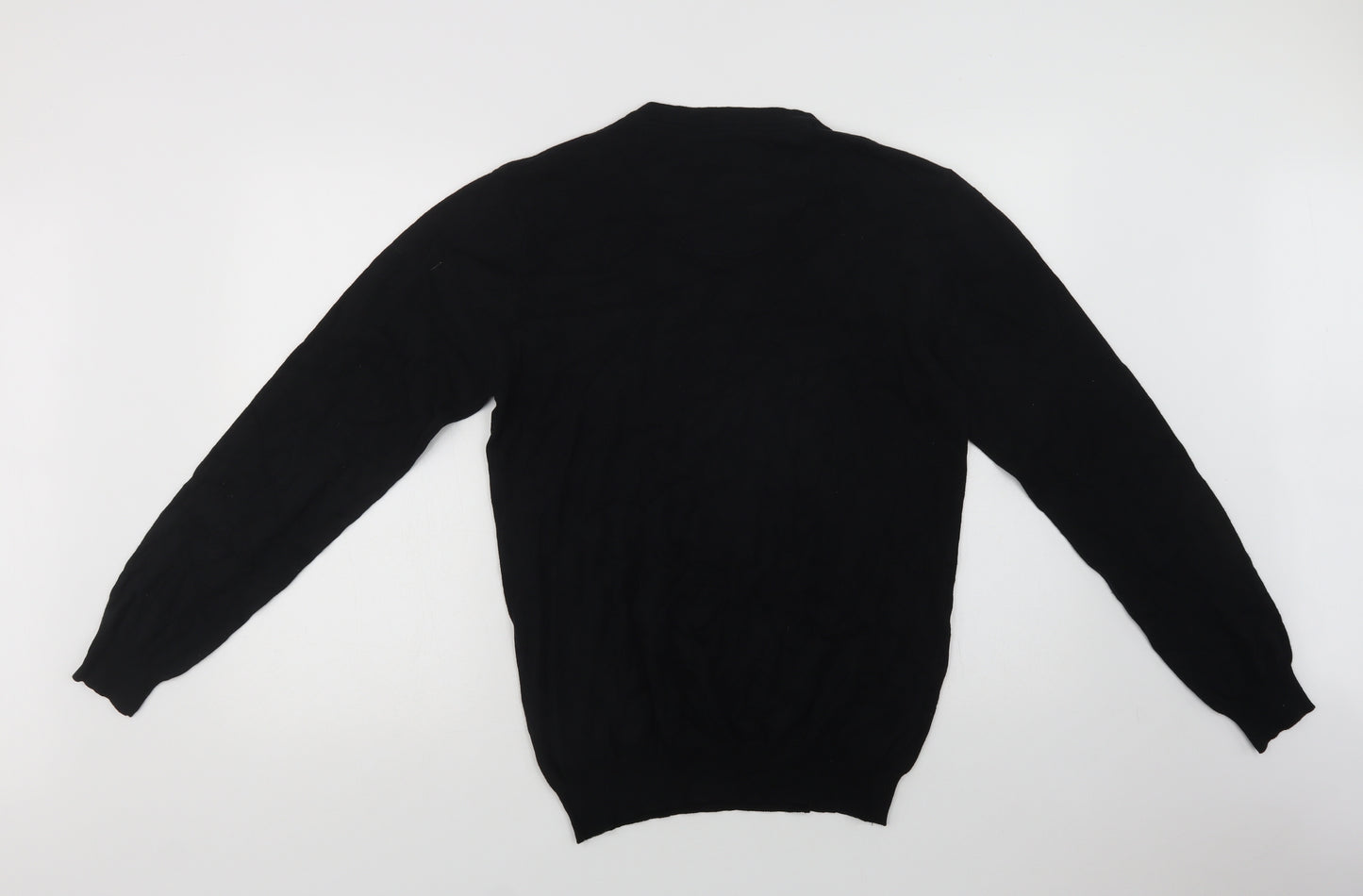 Jeff Banks Mens Black V-Neck  Cotton Pullover Jumper Size S