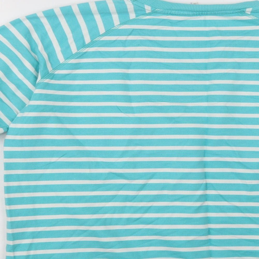 Cotton Traders  Womens Green Striped Cotton Pullover Sweatshirt Size 14