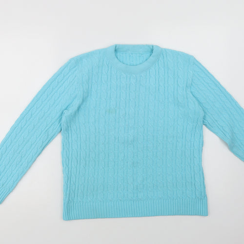 Preworn Womens Blue Crew Neck  Acrylic Pullover Jumper Size M