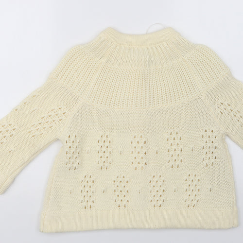 E-vie Womens Ivory Crew Neck  Acrylic Cardigan Jumper Size 14