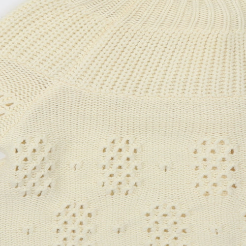 E-vie Womens Ivory Crew Neck  Acrylic Cardigan Jumper Size 14