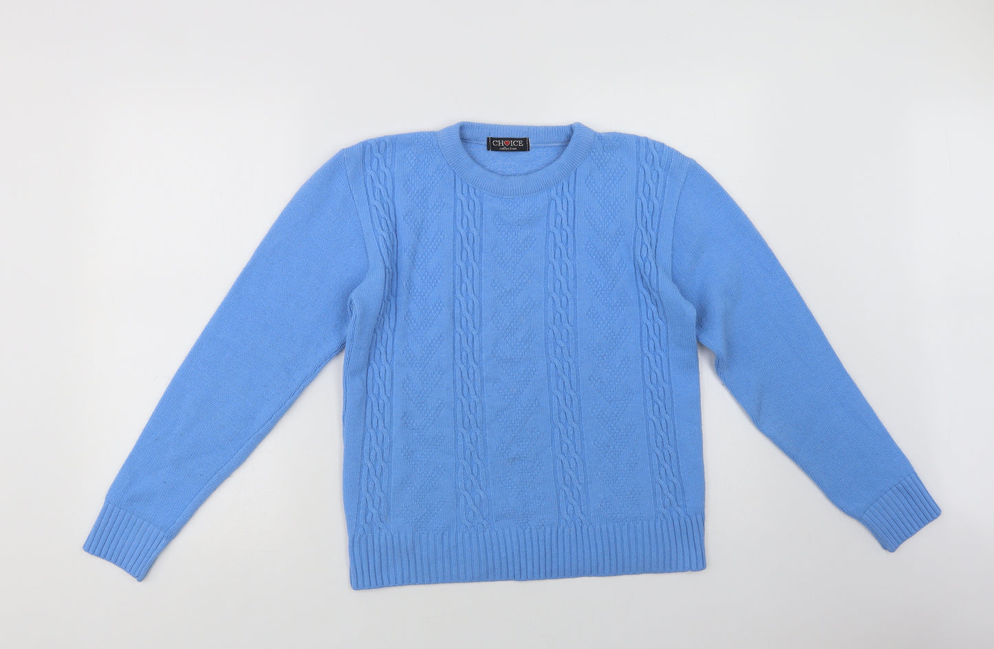 Choice Collection Womens Blue Crew Neck  Acrylic Pullover Jumper Size M