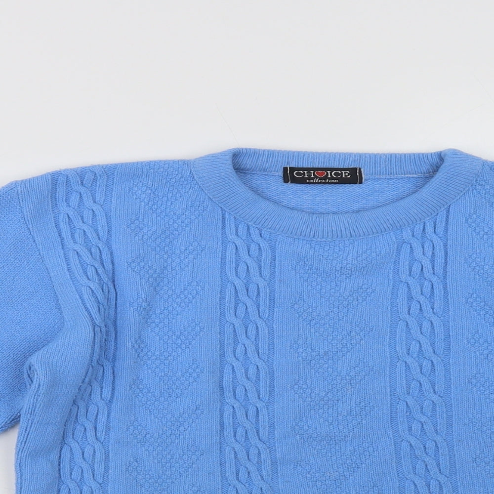 Choice Collection Womens Blue Crew Neck  Acrylic Pullover Jumper Size M