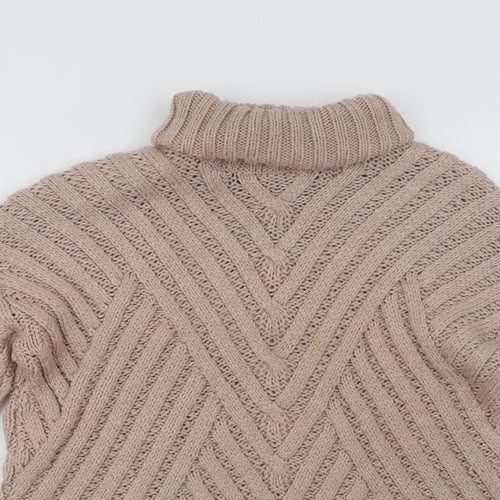 TU Womens Beige Roll Neck  Acrylic Henley Jumper Size 12