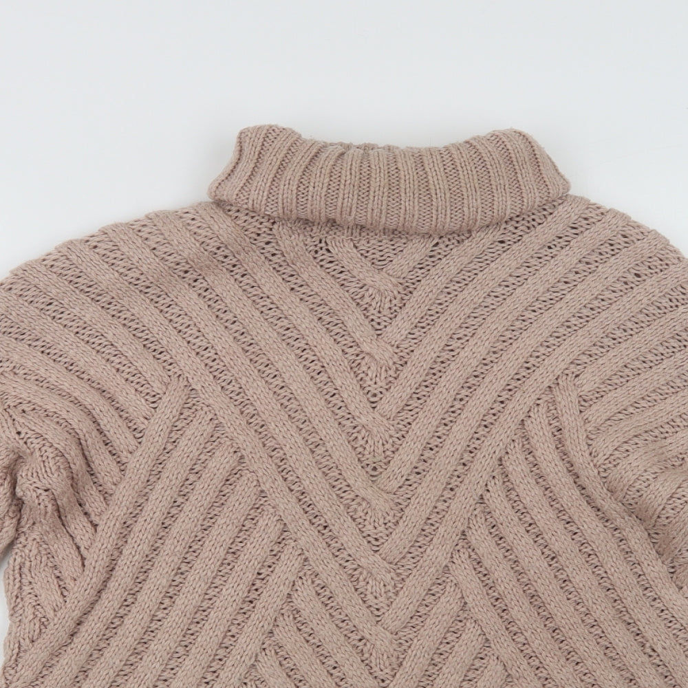 TU Womens Beige Roll Neck  Acrylic Henley Jumper Size 12