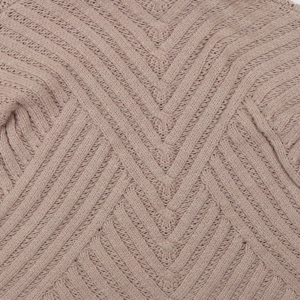 TU Womens Beige Roll Neck  Acrylic Henley Jumper Size 12