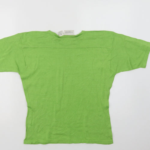 Nordstrom Womens Green  Cotton Basic Blouse Size M Crew Neck