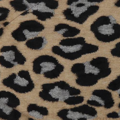 Marks and Spencer Womens Beige Crew Neck Animal Print Polyamide Pullover Jumper Size XL