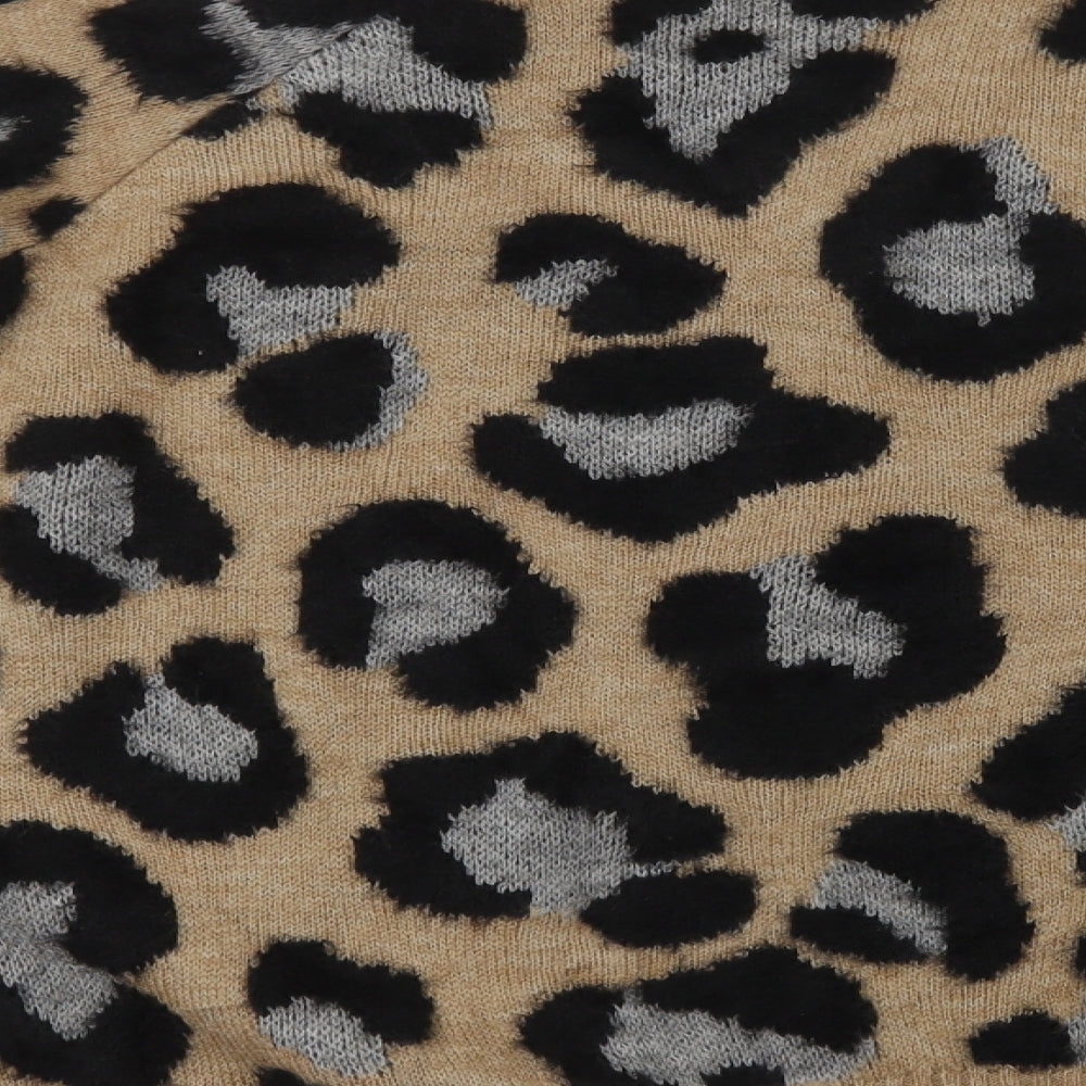 Marks and Spencer Womens Beige Crew Neck Animal Print Polyamide Pullover Jumper Size XL