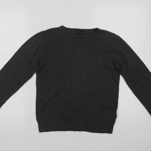 Debenhams Boys Grey V-Neck  Cotton Pullover Jumper Size 9-10 Years   - School Wear