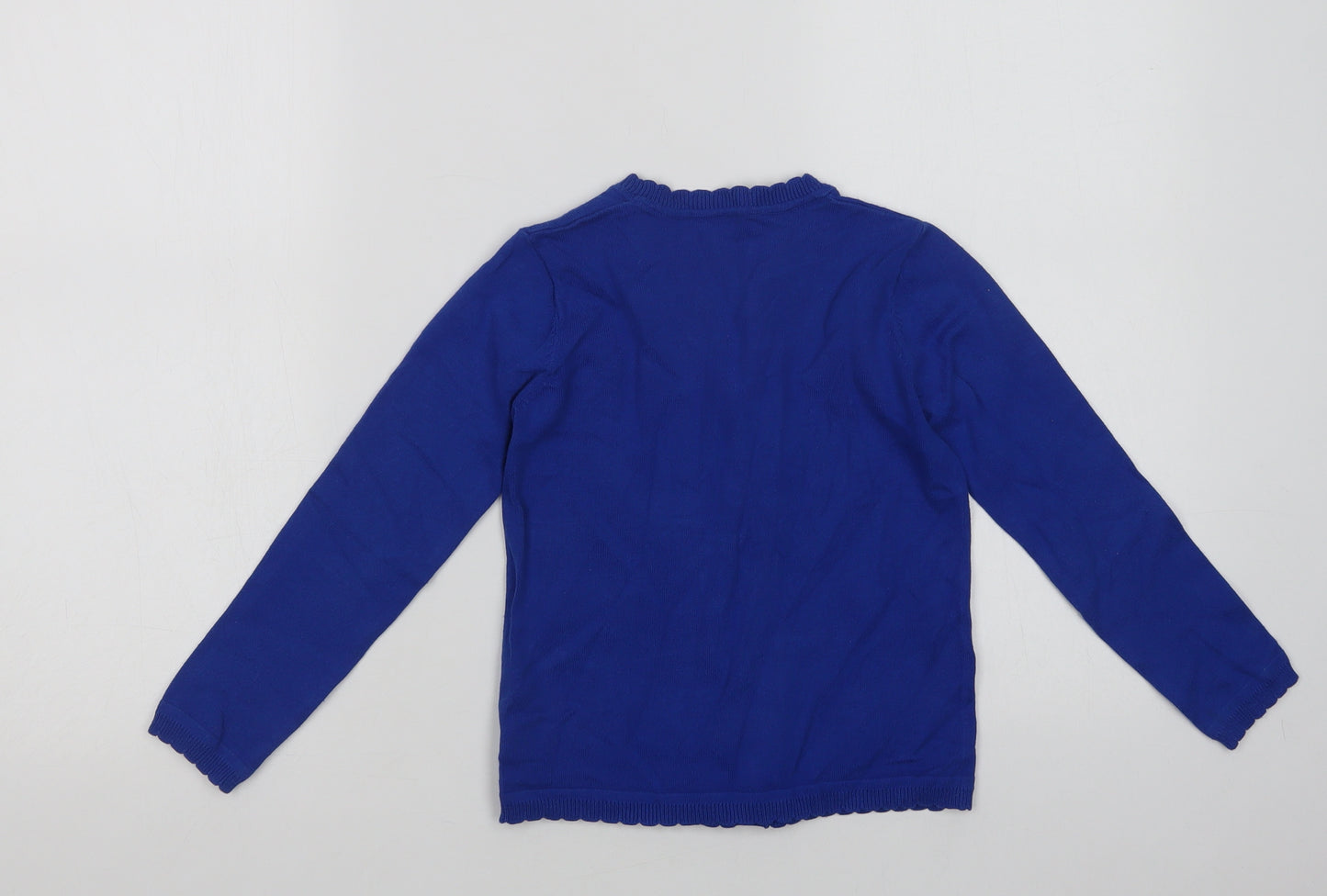 Matalan Girls Blue V-Neck  Cotton Cardigan Jumper Size 8 Years  Button - School Wear
