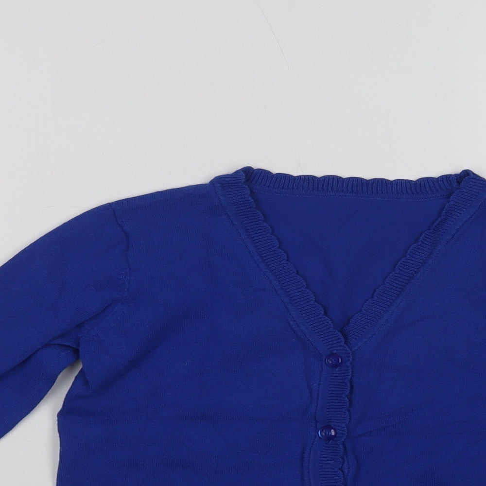 Matalan Girls Blue V-Neck  Cotton Cardigan Jumper Size 8 Years  Button - School Wear