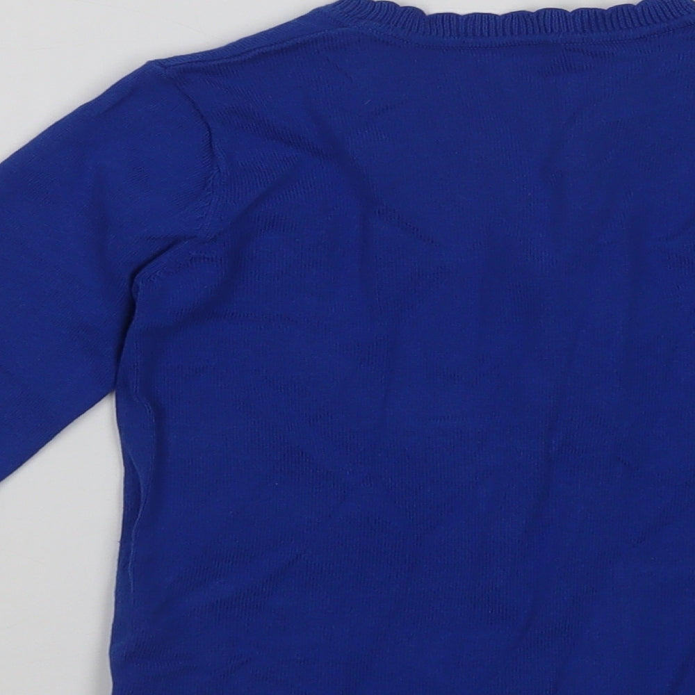 Matalan Girls Blue V-Neck  Cotton Cardigan Jumper Size 8 Years  Button - School Wear