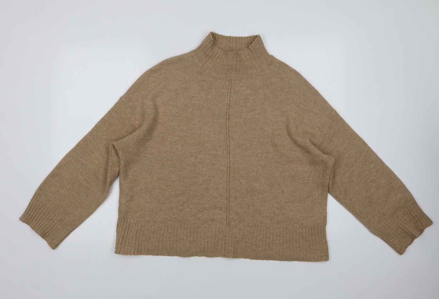F&F Womens Beige Mock Neck  Polyester Pullover Jumper Size 14