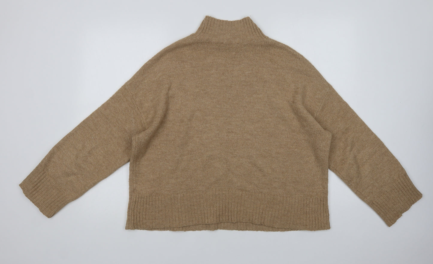 F&F Womens Beige Mock Neck  Polyester Pullover Jumper Size 14