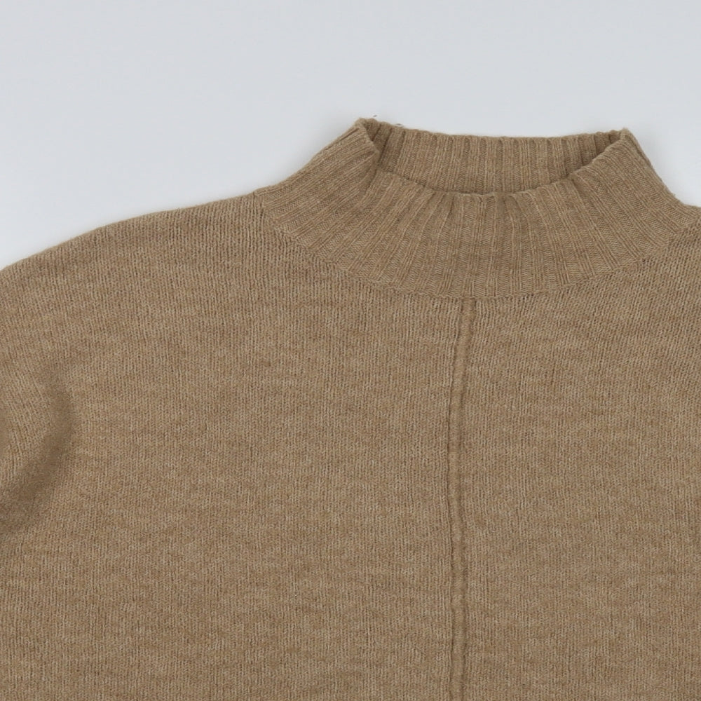 F&F Womens Beige Mock Neck  Polyester Pullover Jumper Size 14
