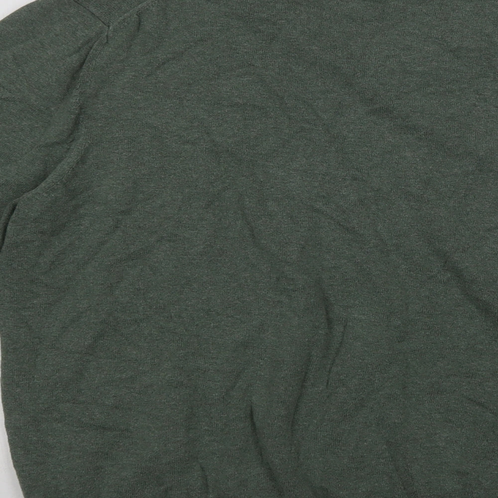 Marks and Spencer Mens Green V-Neck  Cotton Pullover Jumper Size L