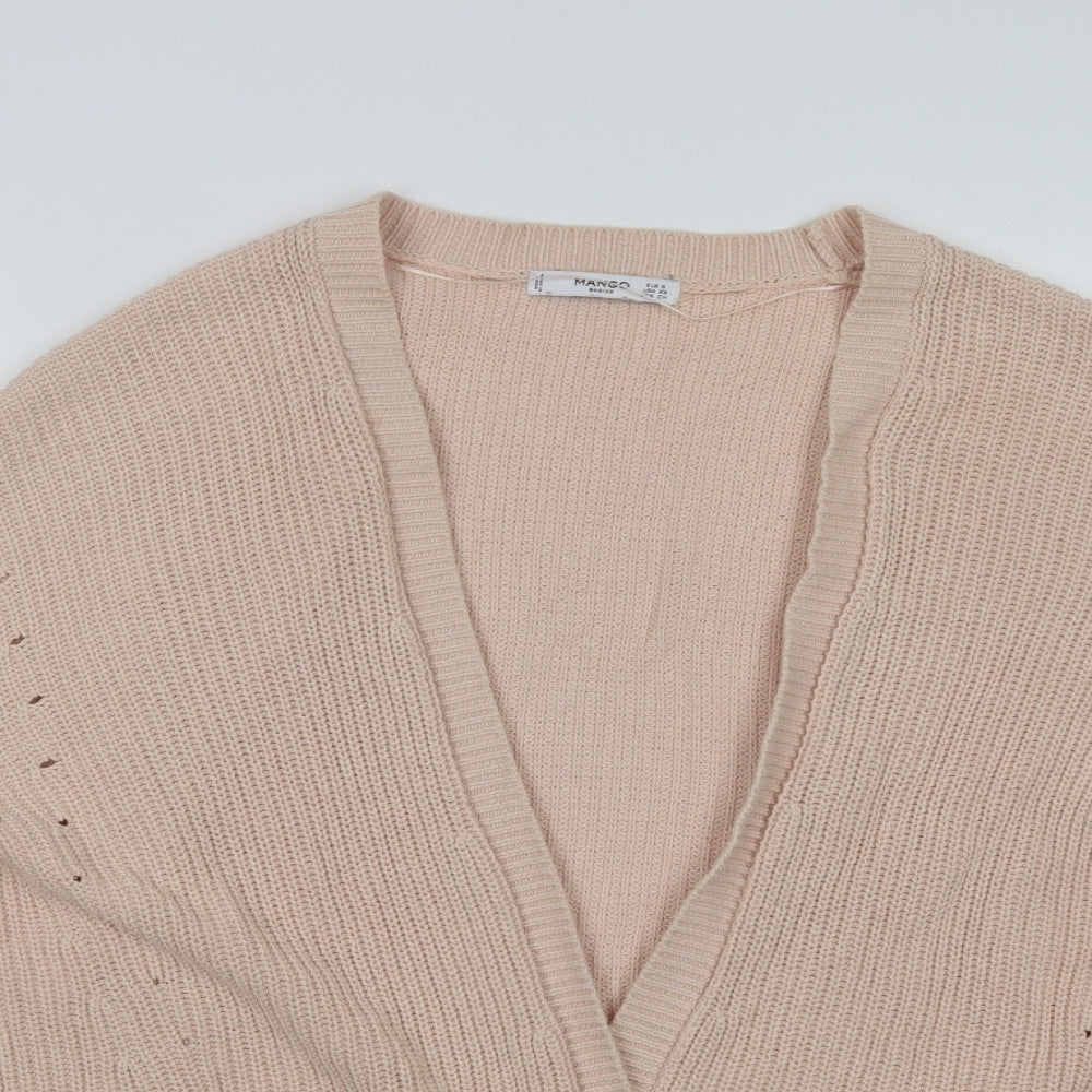 Mango Womens Pink V-Neck   Cardigan Jumper Size S