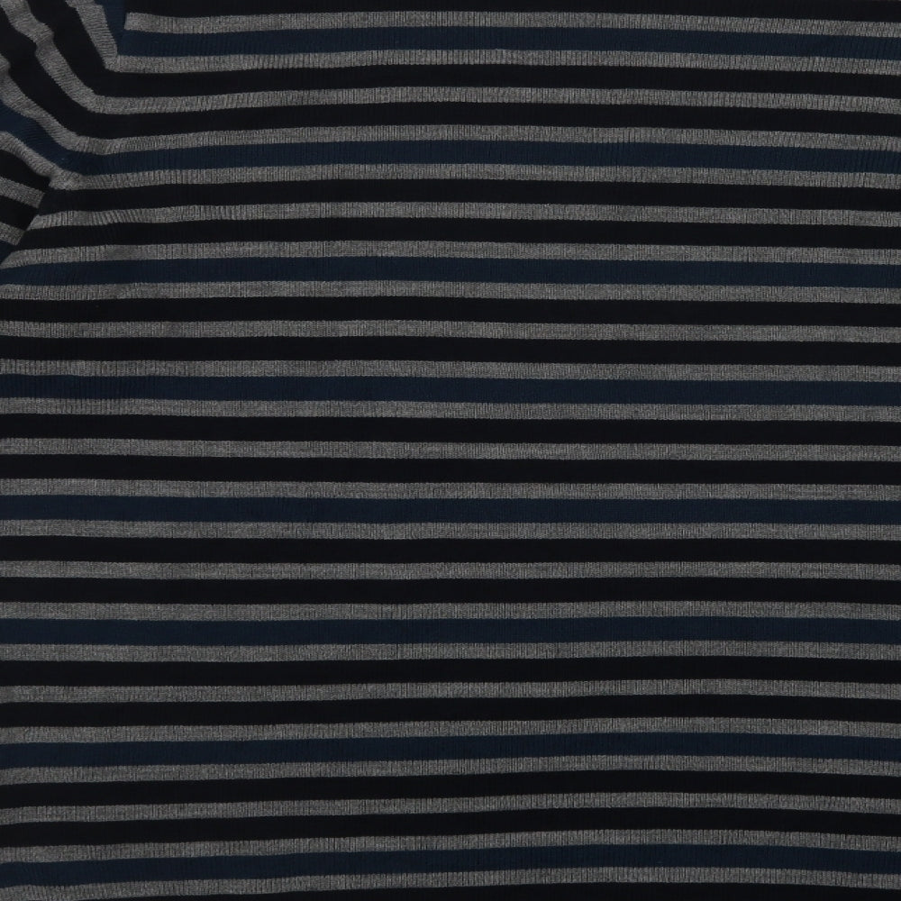 Primark Mens Blue Crew Neck Striped Acrylic Pullover Jumper Size M