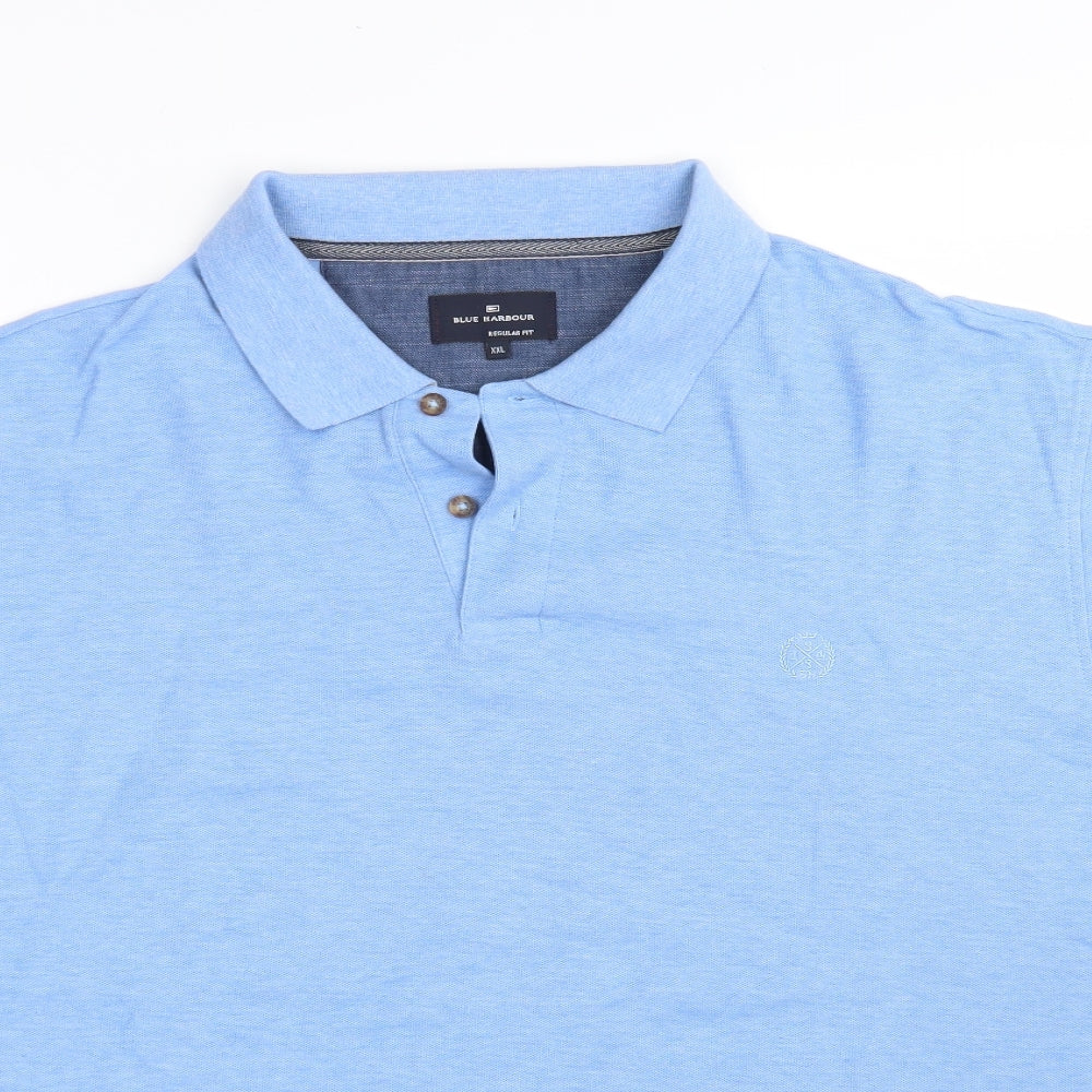 Blue Harbour Mens Blue  100% Cotton  Polo Size 2XL Collared Button