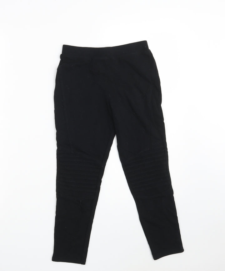 Matalan Girls Black Cotton Jogger Trousers Size 9 Months L20 in Slim - Leggings