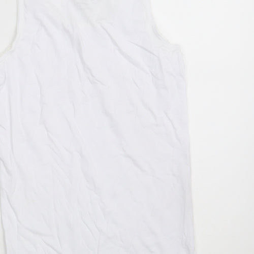 Preworn Girls White  100% Cotton Camisole Tank Size 8-9 Years Scoop Neck