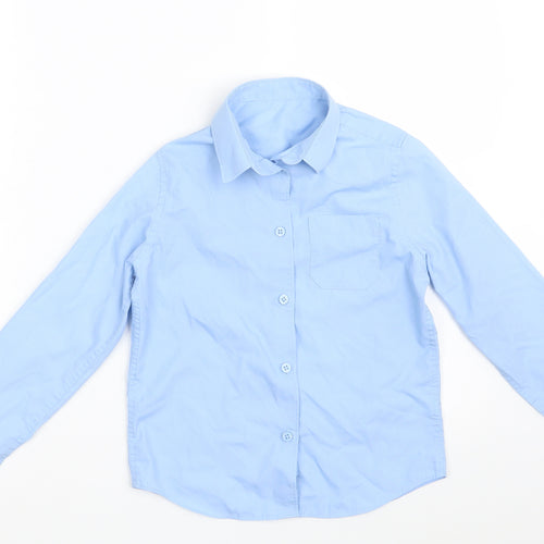 F&F Girls Blue  Cotton Basic Button-Up Size 7-8 Years Collared Button