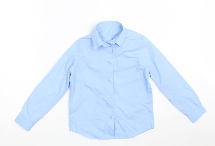 F&F Girls Blue  Cotton Basic Button-Up Size 7-8 Years Collared Button