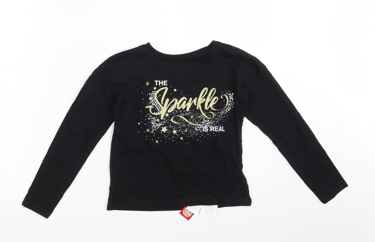 Dunnes Stores Girls Black  100% Cotton Basic T-Shirt Size 7-8 Years Round Neck