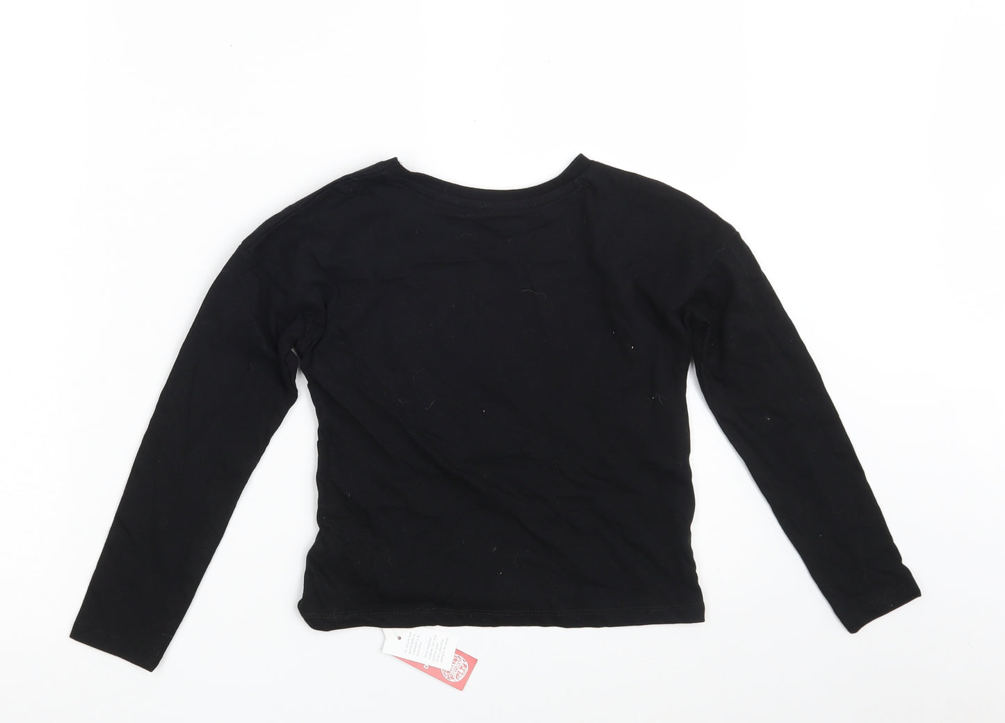 Dunnes Stores Girls Black  100% Cotton Basic T-Shirt Size 7-8 Years Round Neck