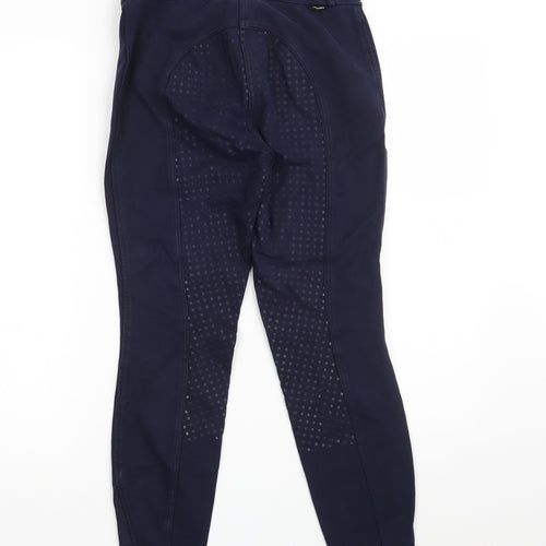DECATHLON Womens Blue  Cotton Compression Trousers Size S L26 in Slim Zip