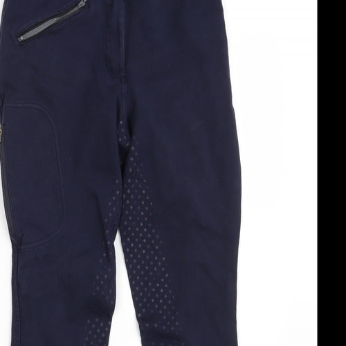 DECATHLON Womens Blue  Cotton Compression Trousers Size S L26 in Slim Zip
