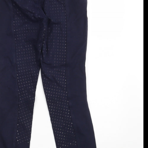 DECATHLON Womens Blue  Cotton Compression Trousers Size S L26 in Slim Zip