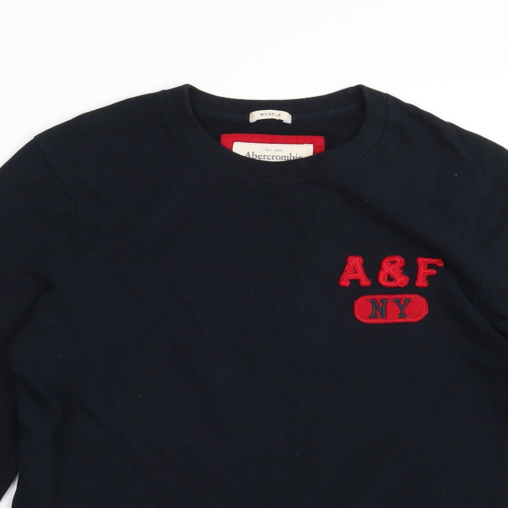 Abercrombie & Fitch Mens Blue  Cotton Pullover Sweatshirt Size S