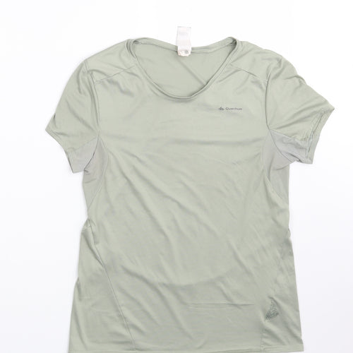 Quechua Womens Green  Nylon Basic Casual Size S Round Neck