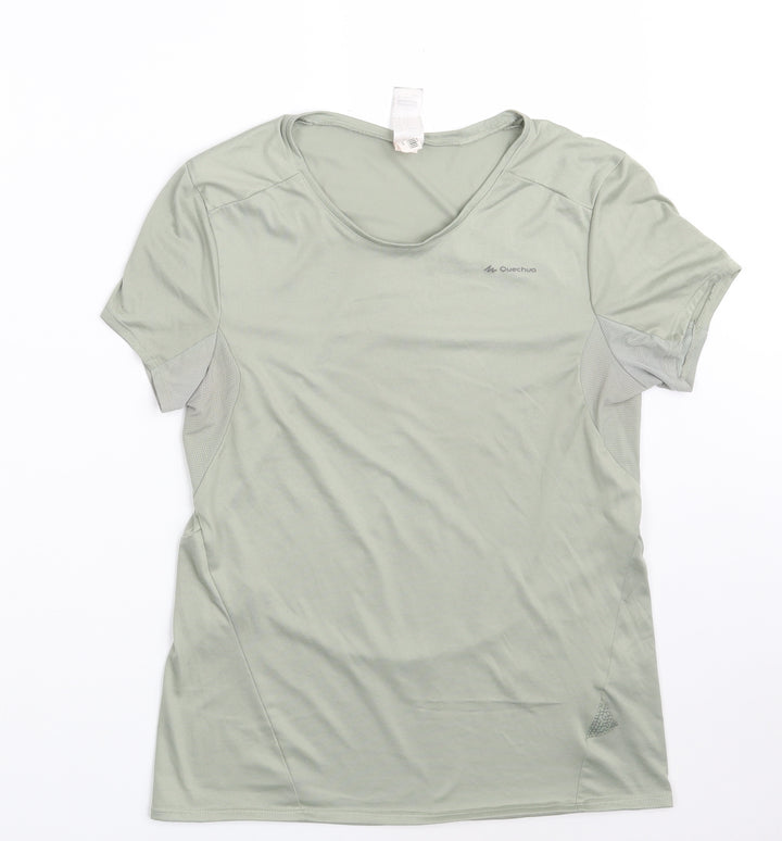Quechua Womens Green  Nylon Basic Casual Size S Round Neck