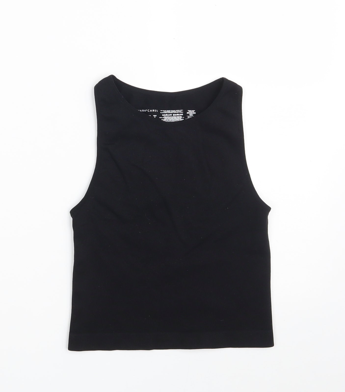 Primark Womens Black  Nylon Cropped Tank Size 10 Boat Neck