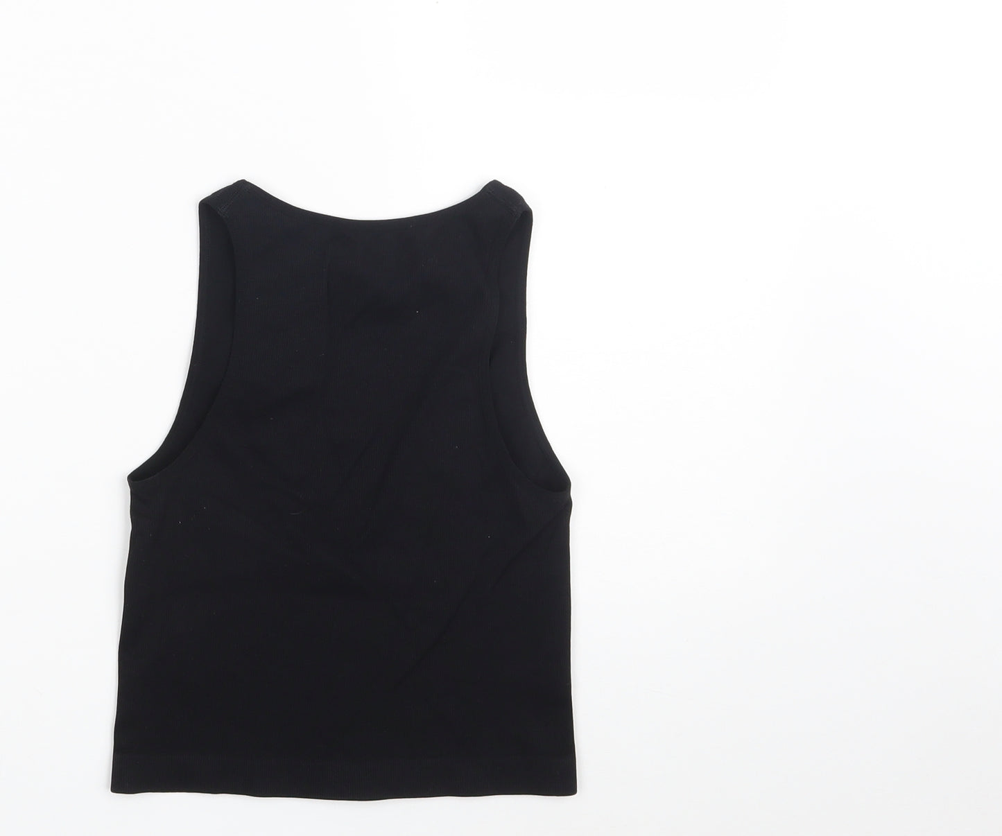 Primark Womens Black  Nylon Cropped Tank Size 10 Boat Neck