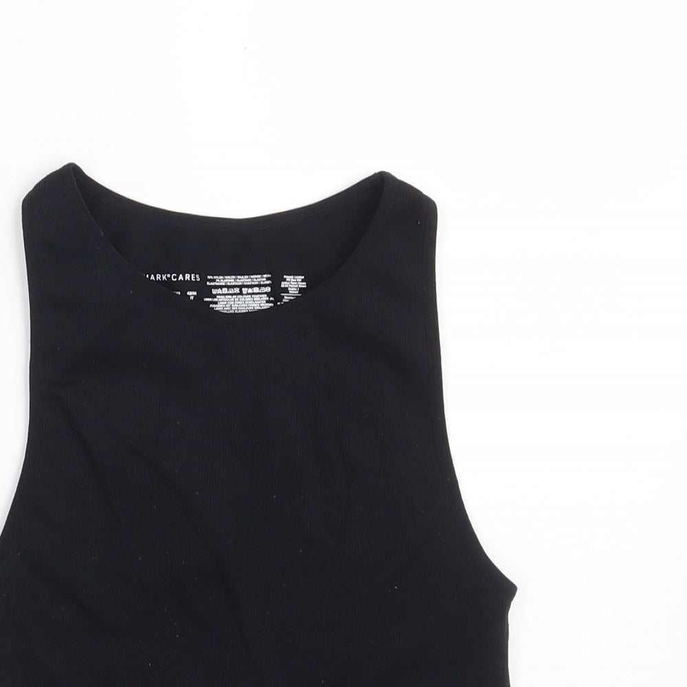 Primark Womens Black  Nylon Cropped Tank Size 10 Boat Neck