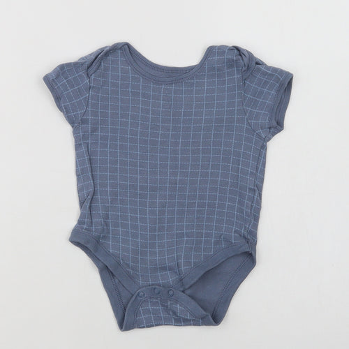 Primark Baby Blue Check Cotton Romper One-Piece Size 12-18 Months  Snap