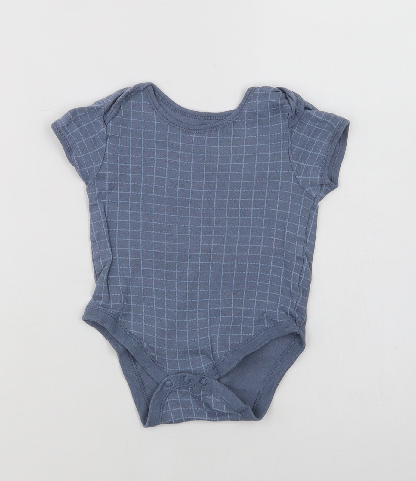 Primark Baby Blue Check Cotton Romper One-Piece Size 12-18 Months  Snap